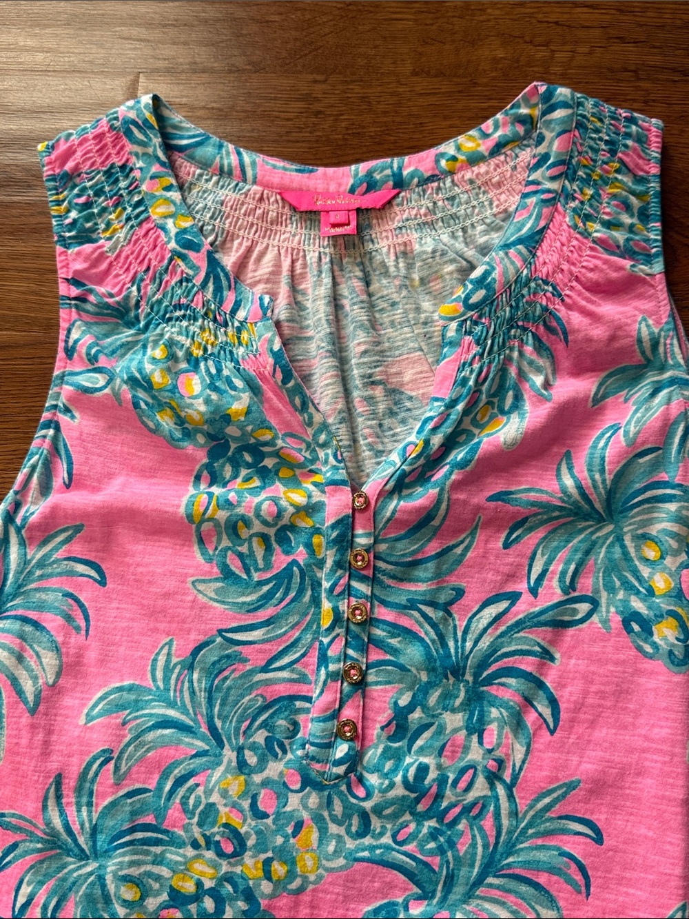 Lilly Pulitzer Pink Pineapple-Print Essie Tank - Picture 3 of 4